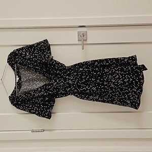 Women's Vetta Black White Pokka Dots Reversible Wrap Dress Size S